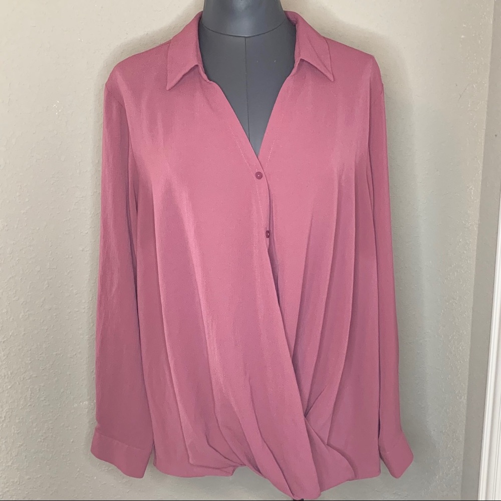Mauve Pink Sheer Long Sleeve Top